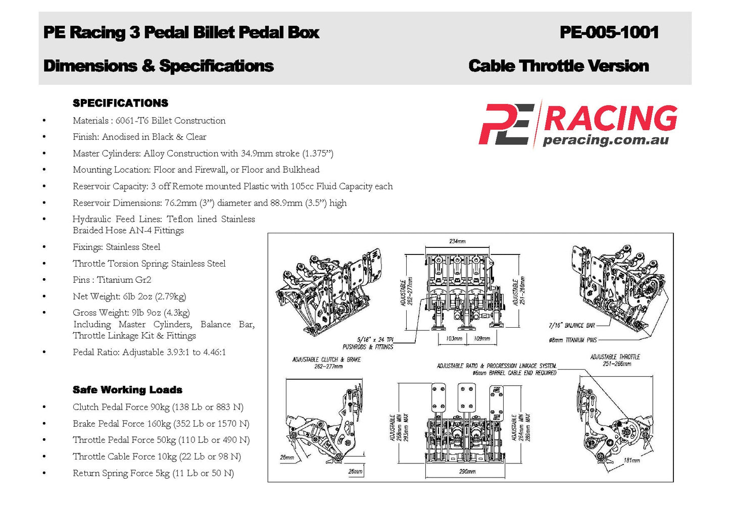 Manual 3 Pedal Box - Billet